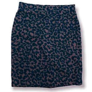 Nicole Miller Leopard Print Sweater Mini Skirt Pencil Brown M
